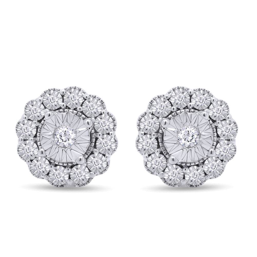 
                      
                        1/3 Carat Round Cut Natural Diamond Miracle Set Flower Stud Earrings in 925 Sterling Silver (0.35 Cttw)
                      
                    