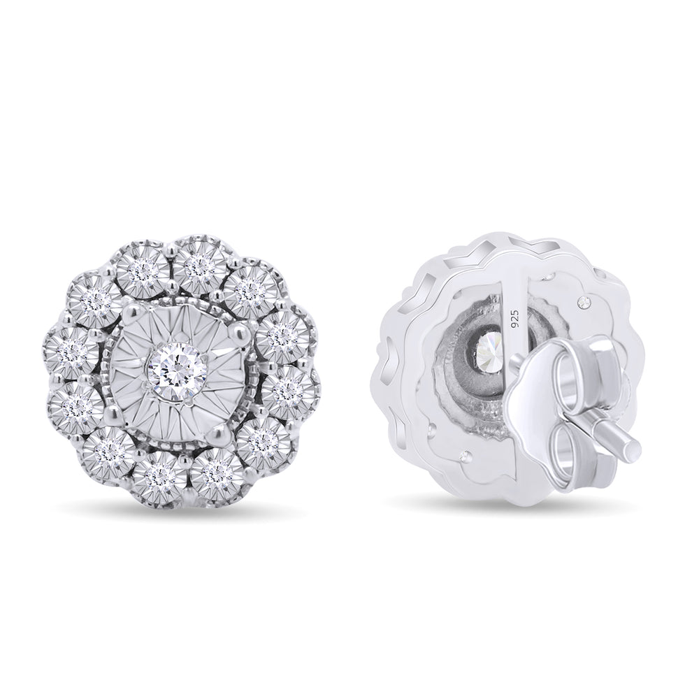 
                      
                        1/3 Carat Round Cut Natural Diamond Miracle Set Flower Stud Earrings in 925 Sterling Silver (0.35 Cttw)
                      
                    