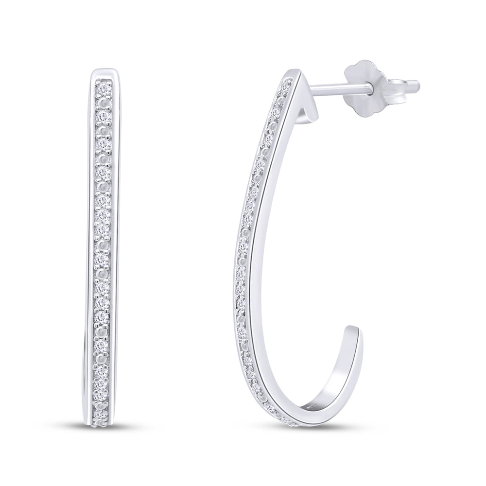 
                      
                        1/10 Carat White Natural Diamond J Hoop Earrings Jewelry for Women in 925 Sterling Silver (0.10 Cttw)
                      
                    