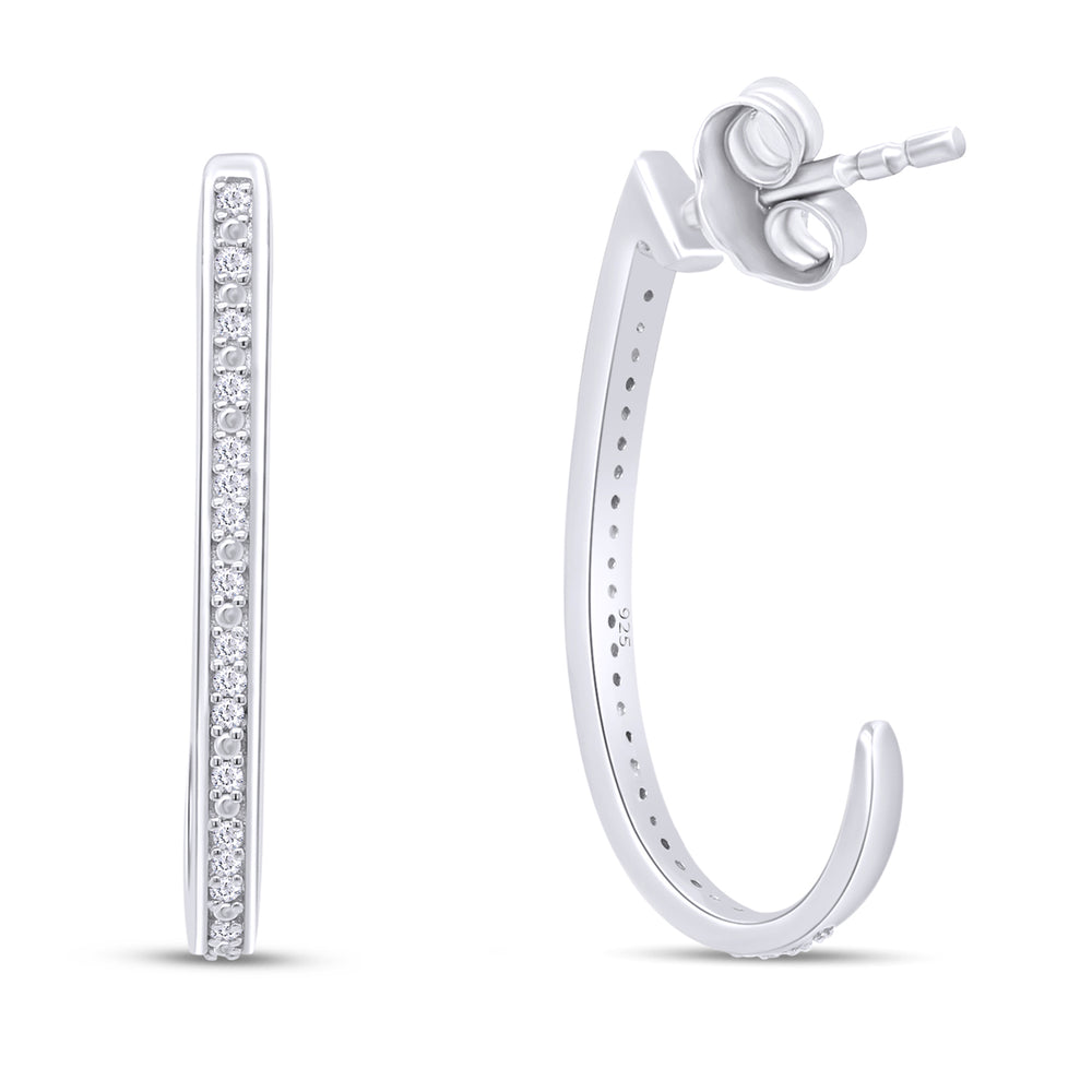 
                      
                        1/10 Carat White Natural Diamond J Hoop Earrings Jewelry for Women in 925 Sterling Silver (0.10 Cttw)
                      
                    