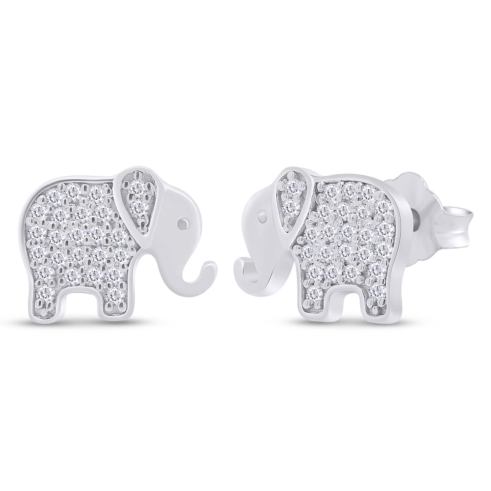 
                      
                        Round Cut White Cubic Zirconia Animals Stud Earrings For Women In 925 Sterling Silver
                      
                    