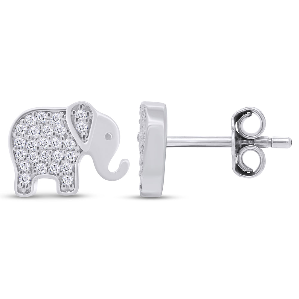 
                      
                        Round Cut White Cubic Zirconia Animals Stud Earrings For Women In 925 Sterling Silver
                      
                    