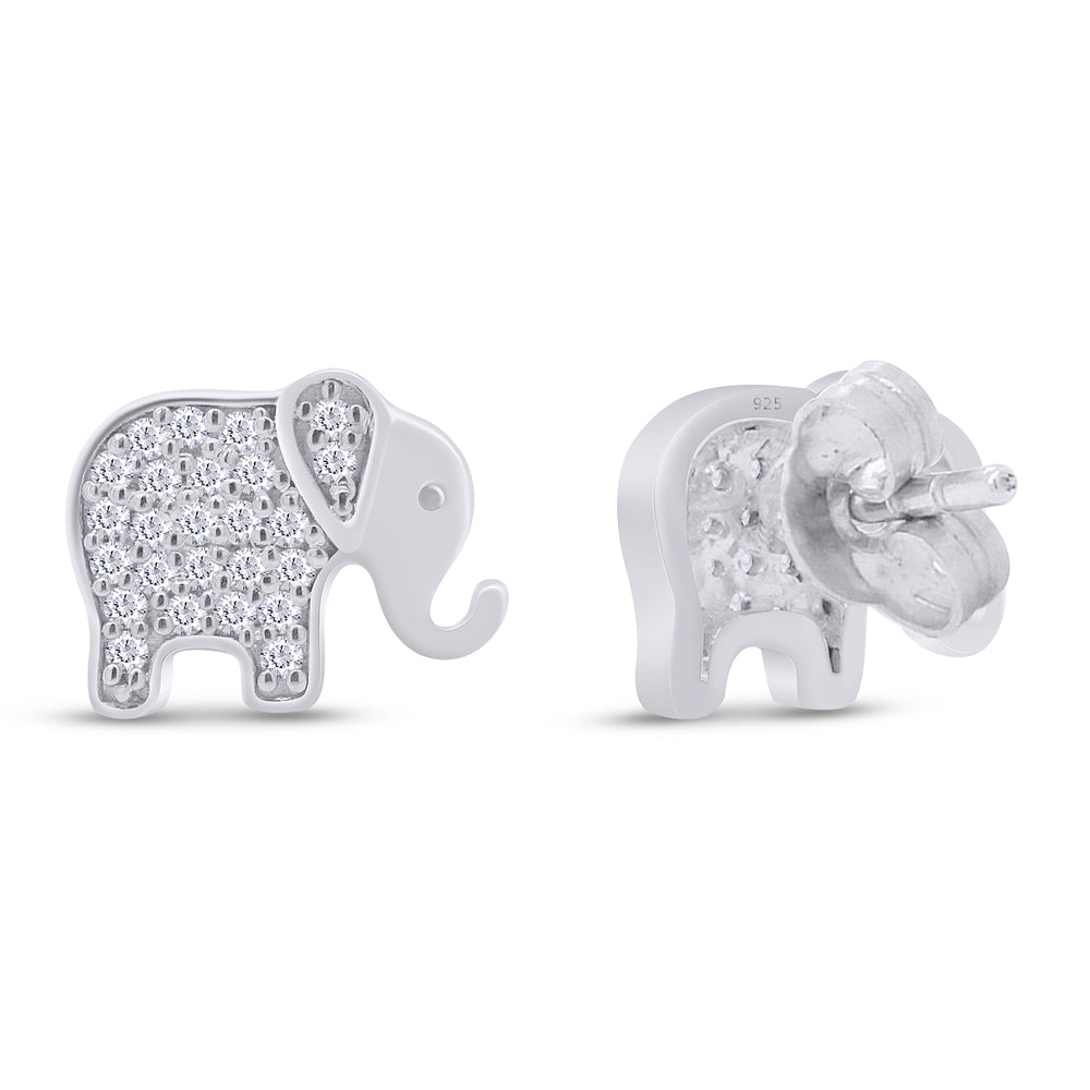 
                      
                        Round Cut White Cubic Zirconia Animals Stud Earrings For Women In 925 Sterling Silver
                      
                    