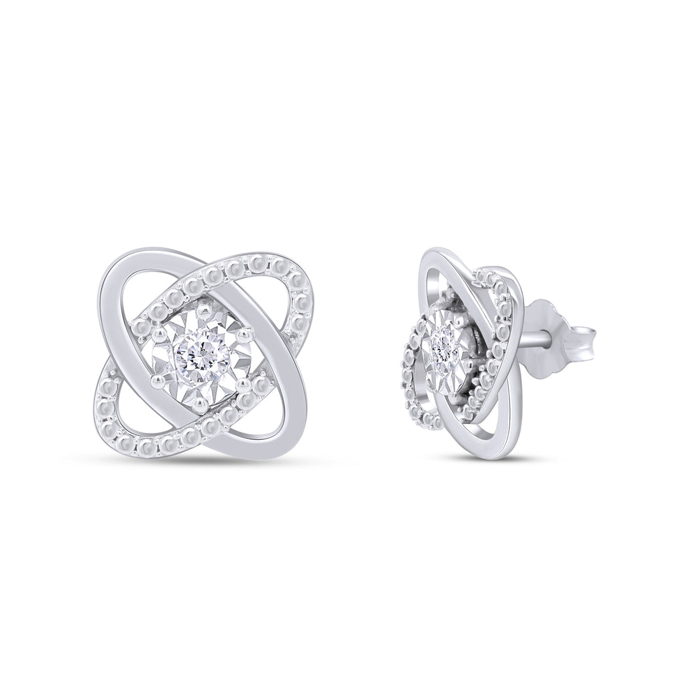 
                      
                        Round Cut Natural Diamond Accent Love Knot Stud Earrings for Women in 925 Sterling Silver (0.02 Cttw)
                      
                    