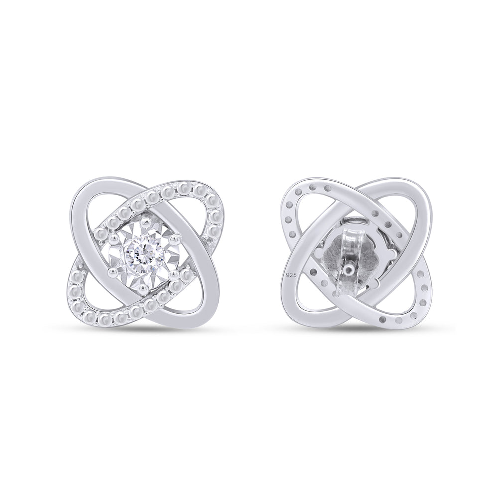 
                      
                        Round Cut Natural Diamond Accent Love Knot Stud Earrings for Women in 925 Sterling Silver (0.02 Cttw)
                      
                    