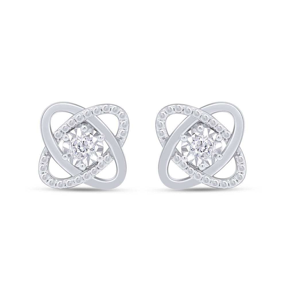 
                      
                        Round Cut Natural Diamond Accent Love Knot Stud Earrings for Women in 925 Sterling Silver (0.02 Cttw)
                      
                    