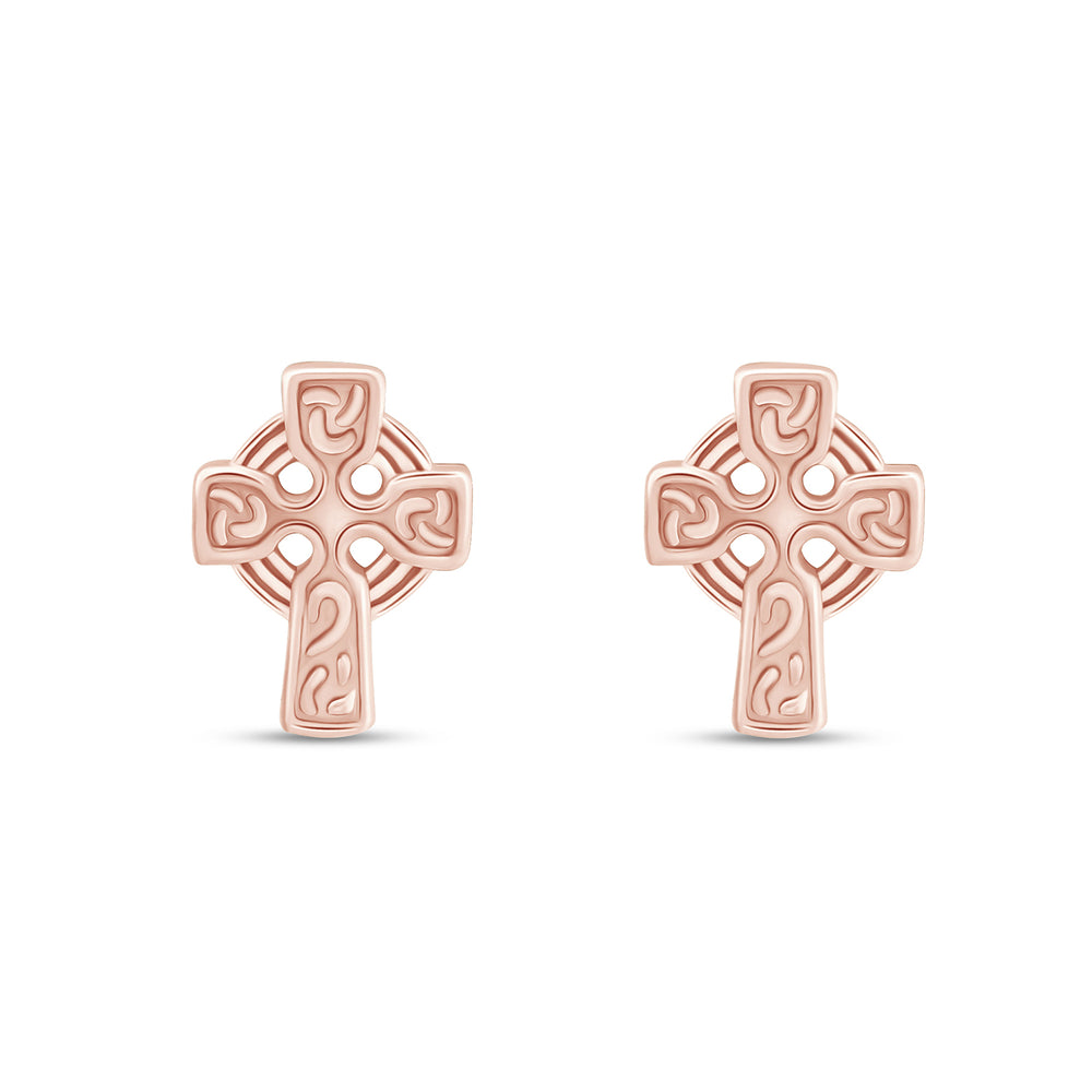 
                      
                        Plain Metal Celtic Faith Cross Stud Earrings for Women in 925 Sterling Silver
                      
                    