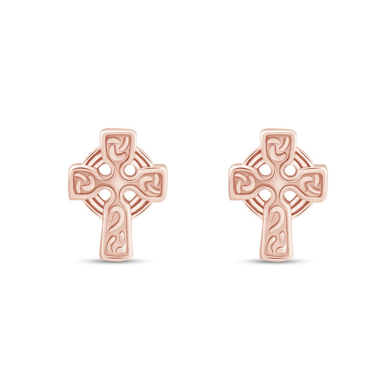 Load image into Gallery viewer, Plain Metal Celtic Faith Cross Stud Earrings for Women in 925 Sterling Silver
