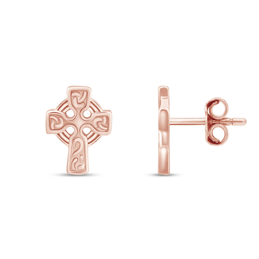 
                      
                        Plain Metal Celtic Faith Cross Stud Earrings for Women in 925 Sterling Silver
                      
                    