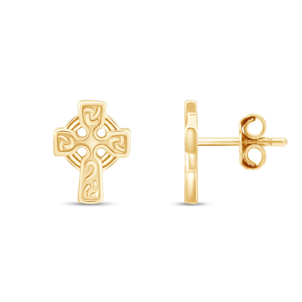 
                      
                        Plain Metal Celtic Faith Cross Stud Earrings for Women in 925 Sterling Silver
                      
                    