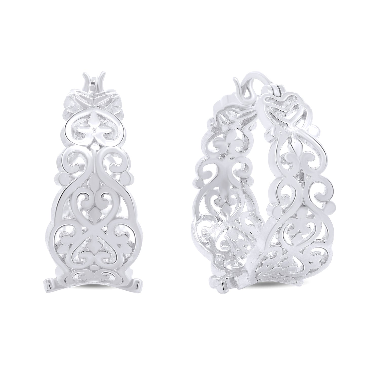 Textured Filigree Round Earrings for Women in 925 Sterling Silver