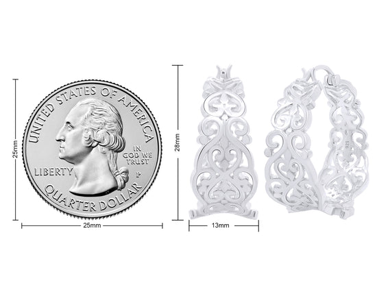 Textured Filigree Round Earrings for Women in 925 Sterling Silver
