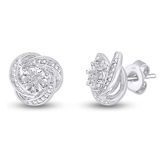 Load image into Gallery viewer, 1/20 Carat Round Cut Natural Diamond Swirl Stud Earrings in 925 Sterling Silver (0.05 Cttw)
