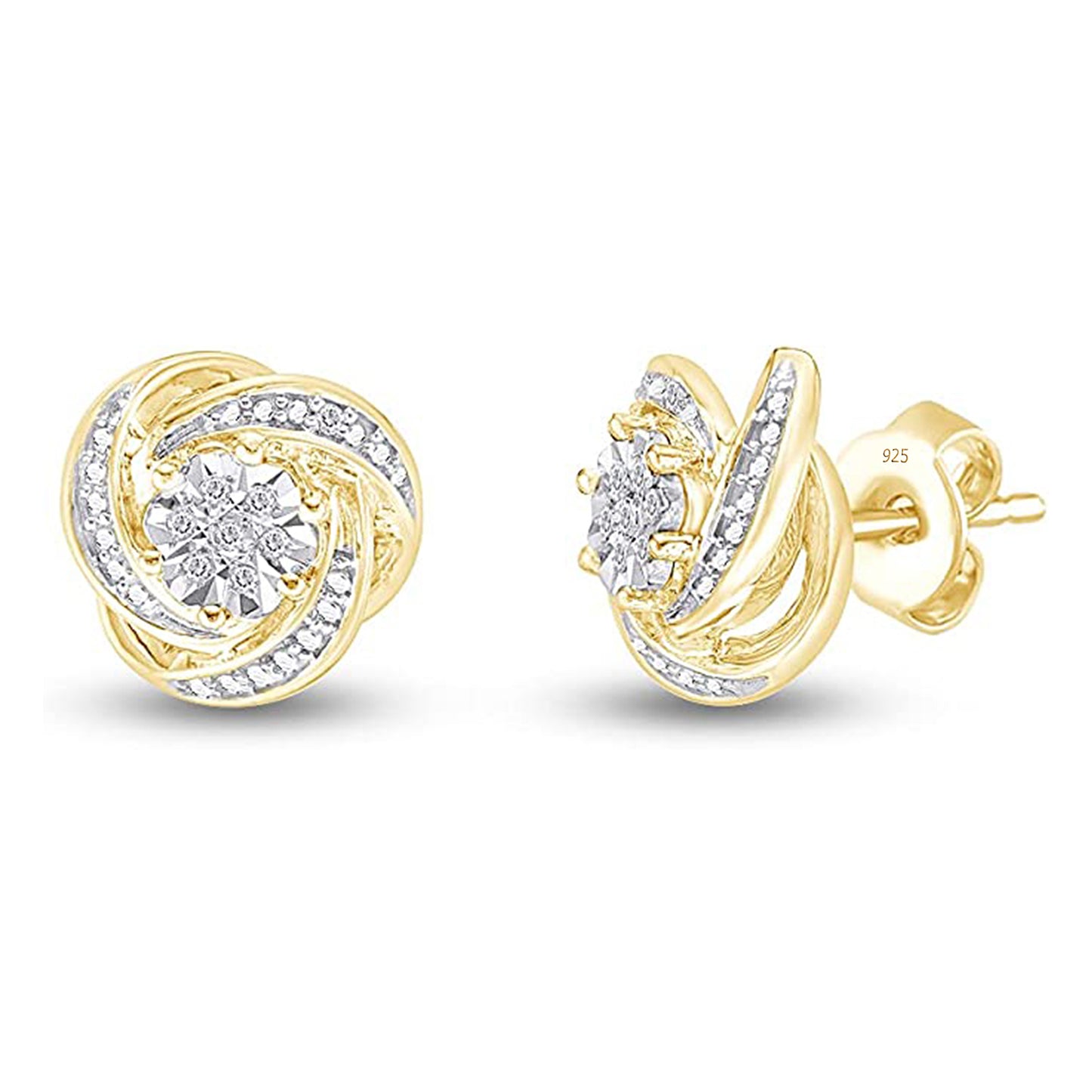 Load image into Gallery viewer, 1/20 Carat Round Cut Natural Diamond Swirl Stud Earrings in 925 Sterling Silver (0.05 Cttw)
