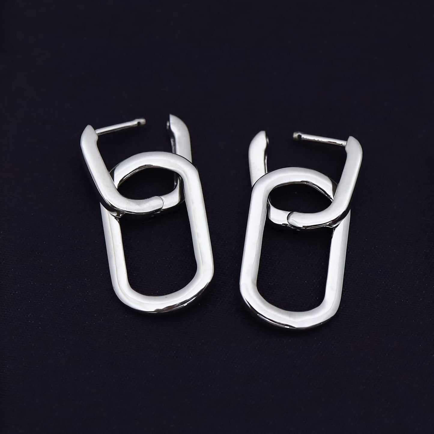 Double Chain Link Drop Earrings for Women in 925 Sterling Silver