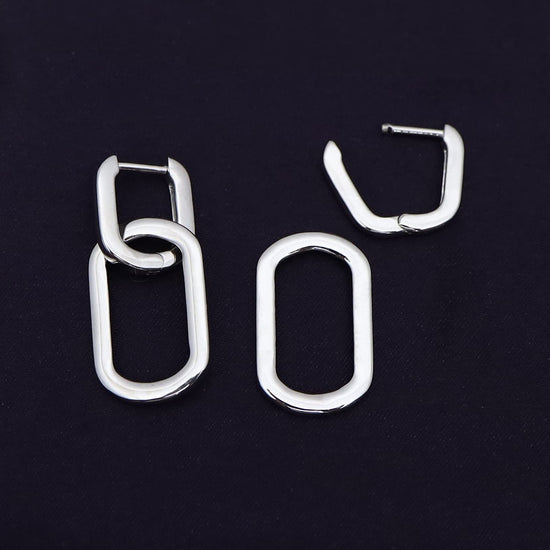 Double Chain Link Drop Earrings for Women in 925 Sterling Silver