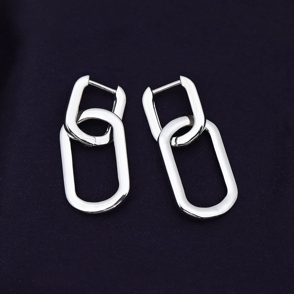 
                      
                        Double Chain Link Drop Earrings for Women in 925 Sterling Silver
                      
                    