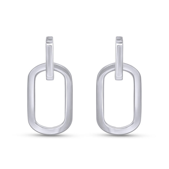 Double Chain Link Drop Earrings for Women in 925 Sterling Silver