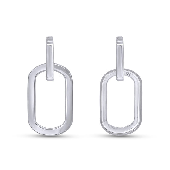 Double Chain Link Drop Earrings for Women in 925 Sterling Silver