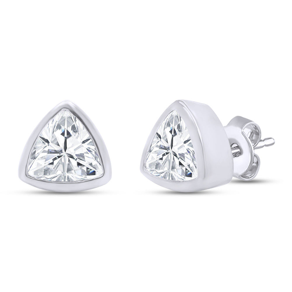 
                      
                        2 1/5 Carat 7MM Trillion Cut Lab Created Moissanite Diamond Push Back Stud Earrings In 925 Sterling Silver (2.20 Cttw)
                      
                    