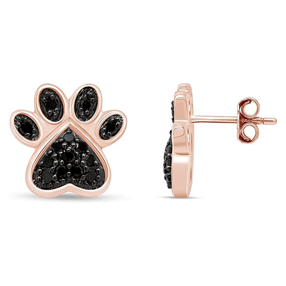 
                      
                        0.25 Carat Black Natural Diamond Dog Paw Print Stud Earrings for Women in 925 Sterling Silver
                      
                    