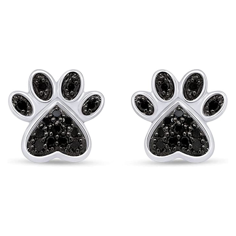 
                      
                        0.25 Carat Black Natural Diamond Dog Paw Print Stud Earrings for Women in 925 Sterling Silver
                      
                    