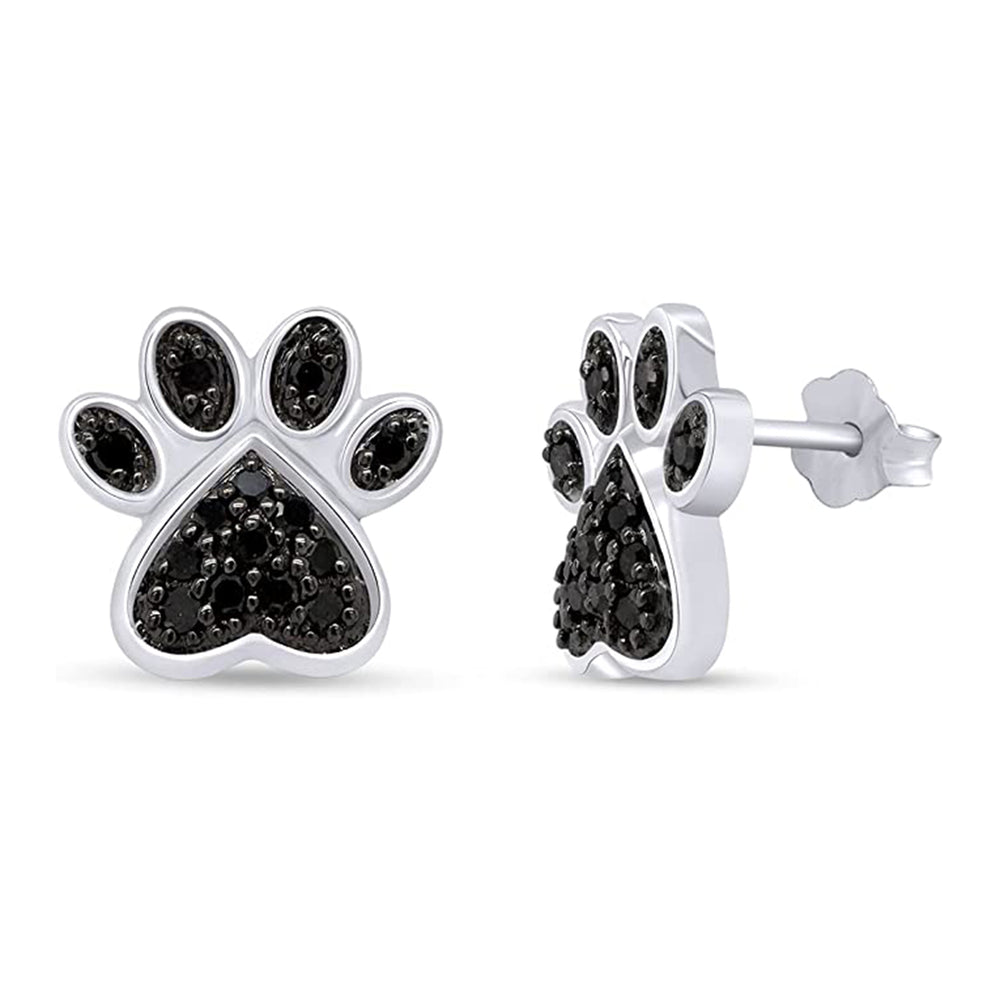 
                      
                        0.25 Carat Black Natural Diamond Dog Paw Print Stud Earrings for Women in 925 Sterling Silver
                      
                    