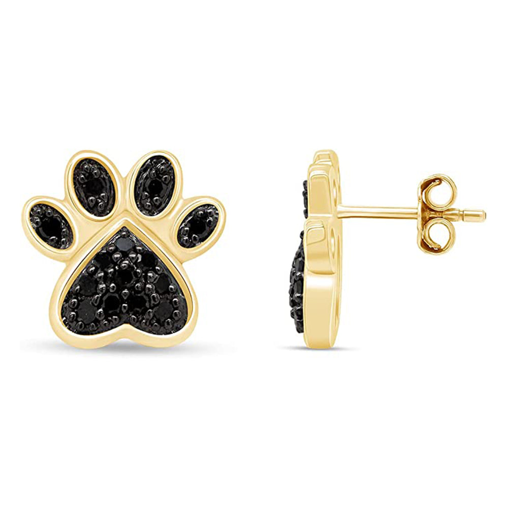 
                      
                        0.25 Carat Black Natural Diamond Dog Paw Print Stud Earrings for Women in 925 Sterling Silver
                      
                    