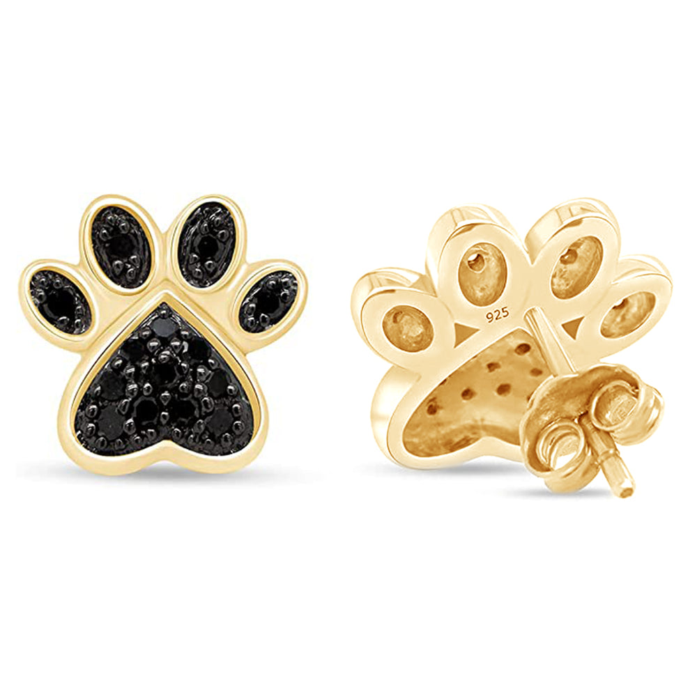 
                      
                        0.25 Carat Black Natural Diamond Dog Paw Print Stud Earrings for Women in 925 Sterling Silver
                      
                    