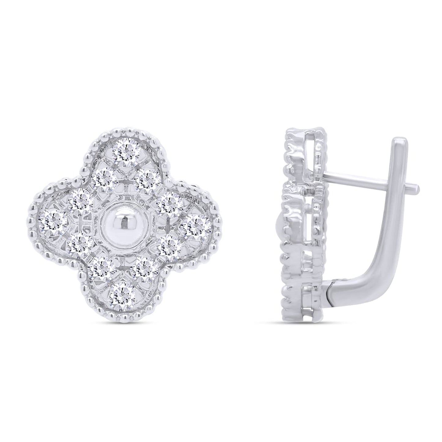 1 Carat Lab Created Moissanite Diamond Flower Stud Earrings In 925 Sterling Silver (1 Cttw)