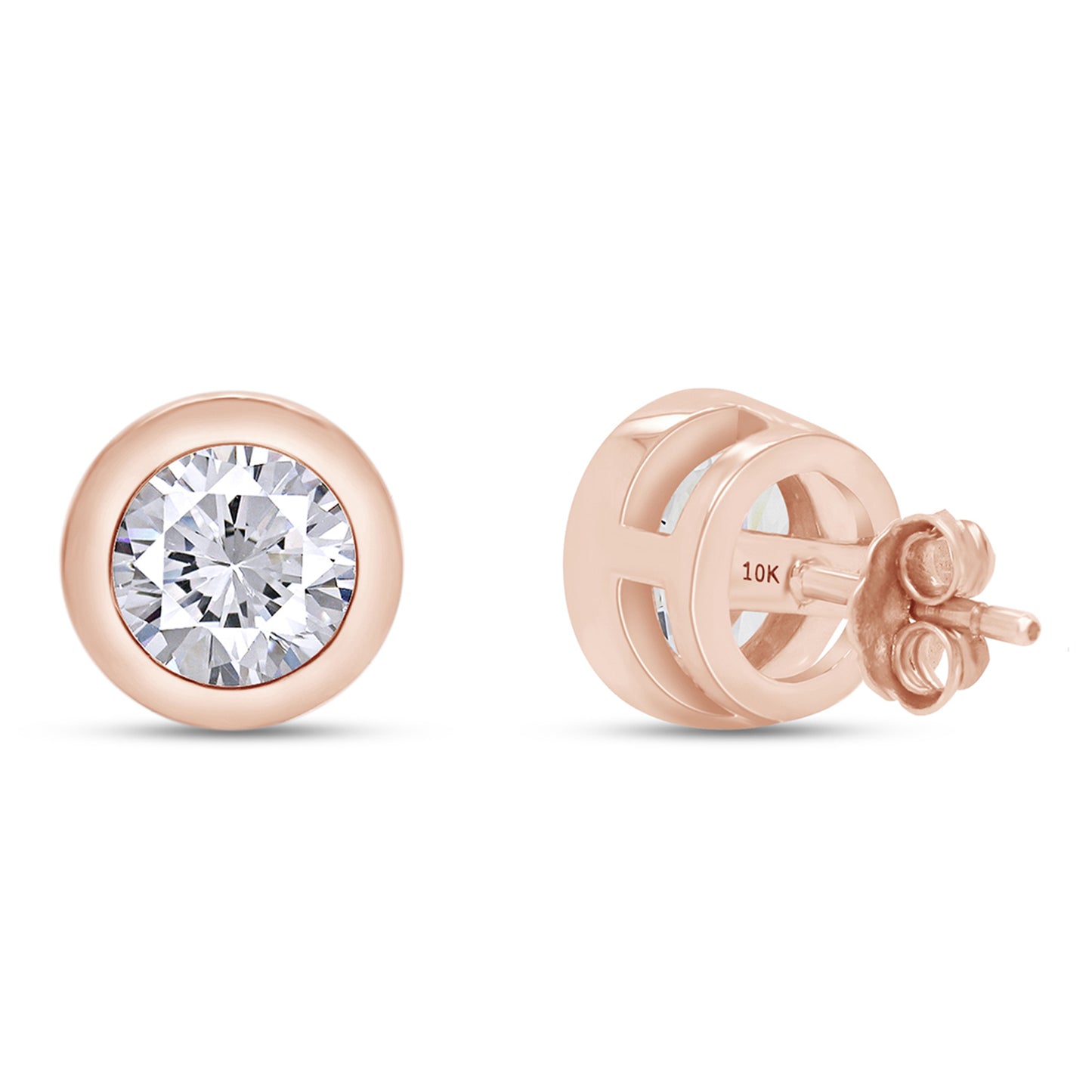 1 8/9 Carat Lab Created Moissanite Diamond Push Back Solitaire Stud Earrings In 10K Solid Gold (1.90 Cttw)