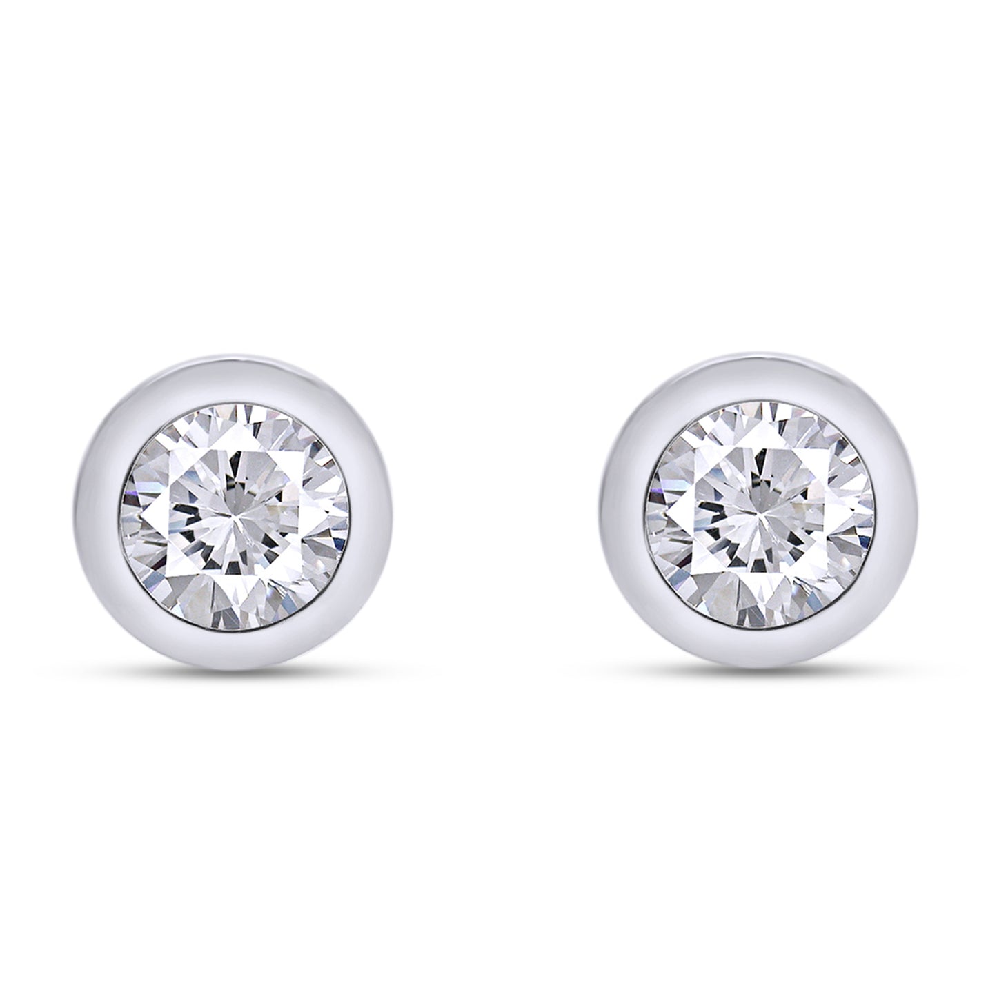 1 8/9 Carat Lab Created Moissanite Diamond Push Back Solitaire Stud Earrings In 10K Solid Gold (1.90 Cttw)