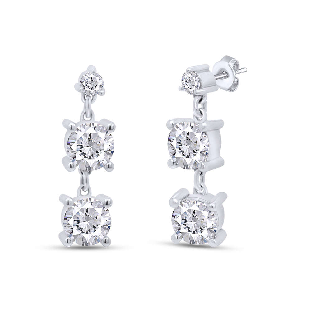 
                      
                        3 1/5 Carat Lab Created Moissanite Diamond 3-Stone Drop Earrings In 10K Or 14K Solid Gold (3.20 Cttw)
                      
                    