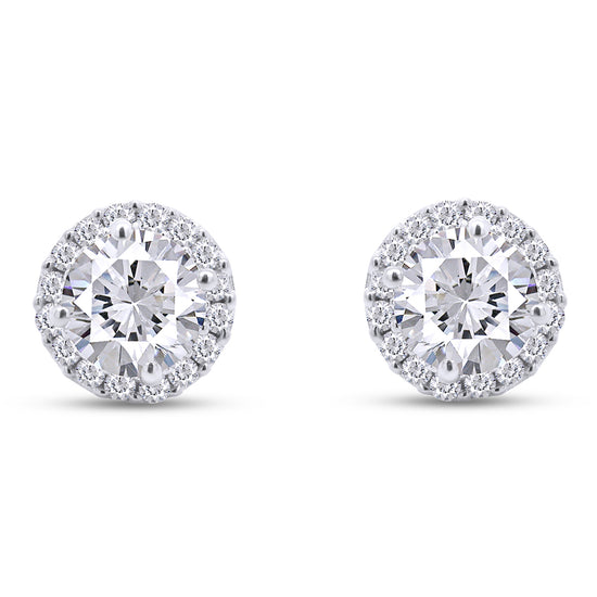 1 4/5 Carat Lab Created Moissanite Diamond Push Back Halo Stud Earrings in 10K or 14K Solid Gold For Women (1.80 Cttw)