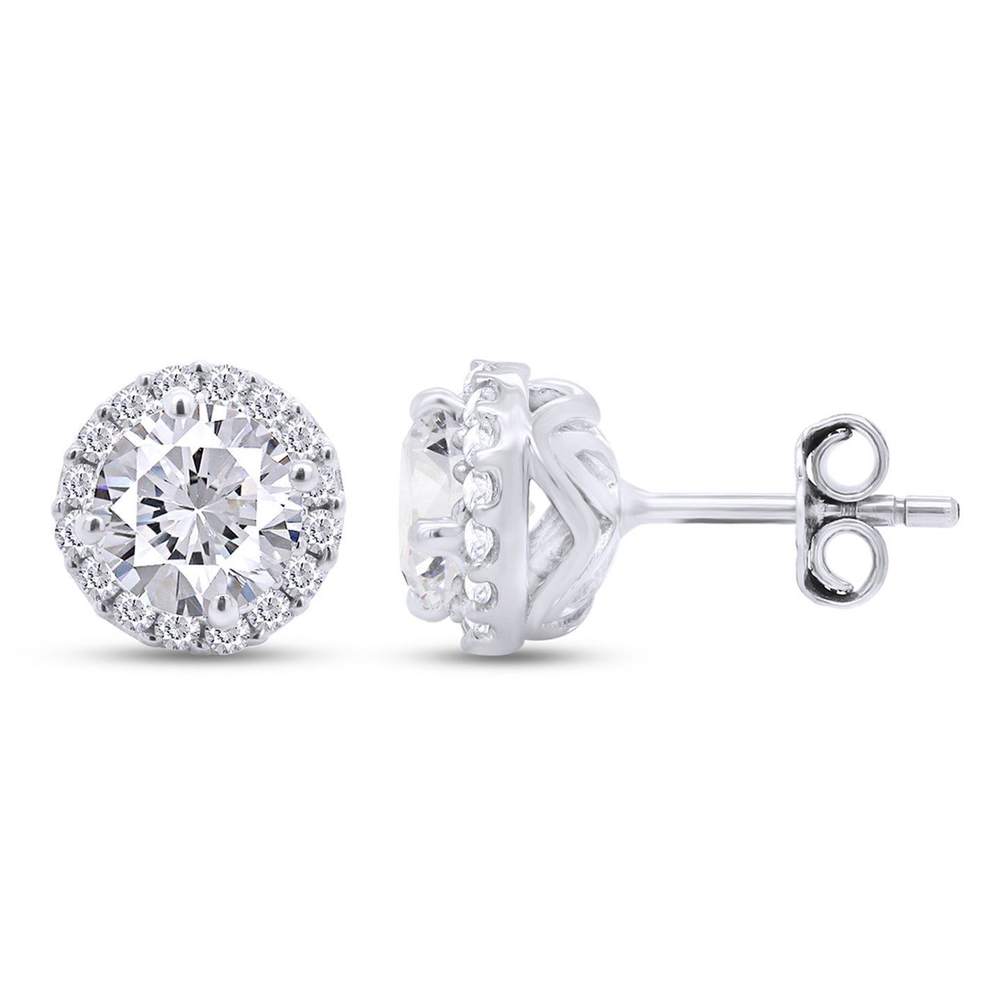 Load image into Gallery viewer, 1 4/5 Carat Lab Created Moissanite Diamond Push Back Halo Stud Earrings in 10K or 14K Solid Gold For Women (1.80 Cttw)
