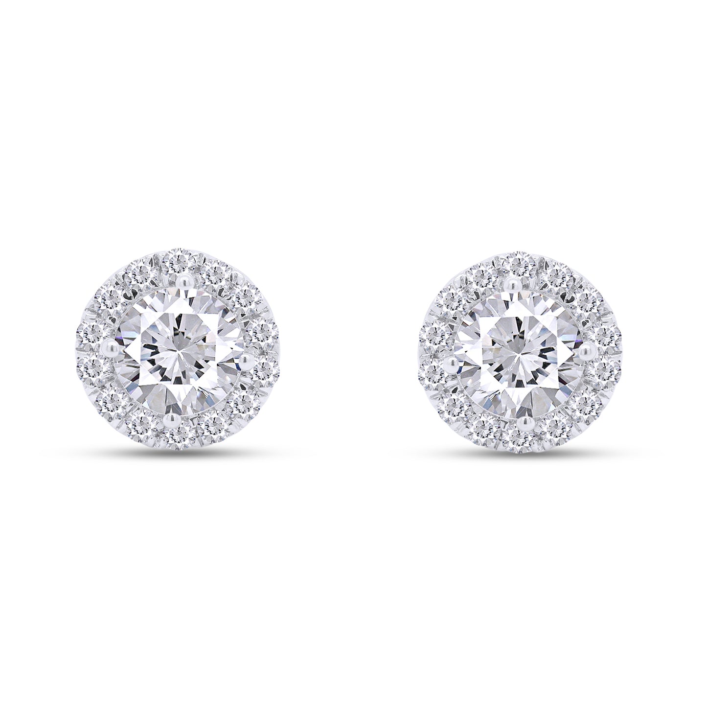 3 1/7 Carat Lab Created Moissanite Diamond Push Back Halo Studs Earrings in 10K or 14K Solid Gold For Women (3.15 Cttw)