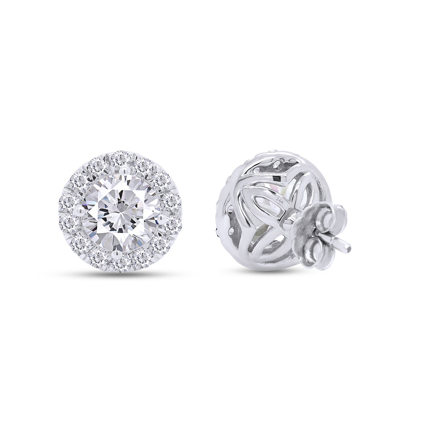 3 1/7 Carat Lab Created Moissanite Diamond Push Back Halo Studs Earrings in 10K or 14K Solid Gold For Women (3.15 Cttw)