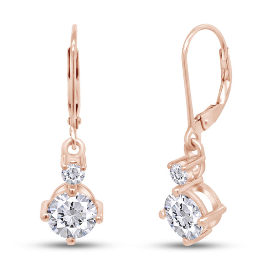 Load image into Gallery viewer, 2.10 Carat Lab Created Moissanite Diamond Lever Back Dangle Drop Earrings Jewelry For Women In 14K Solid Gold
