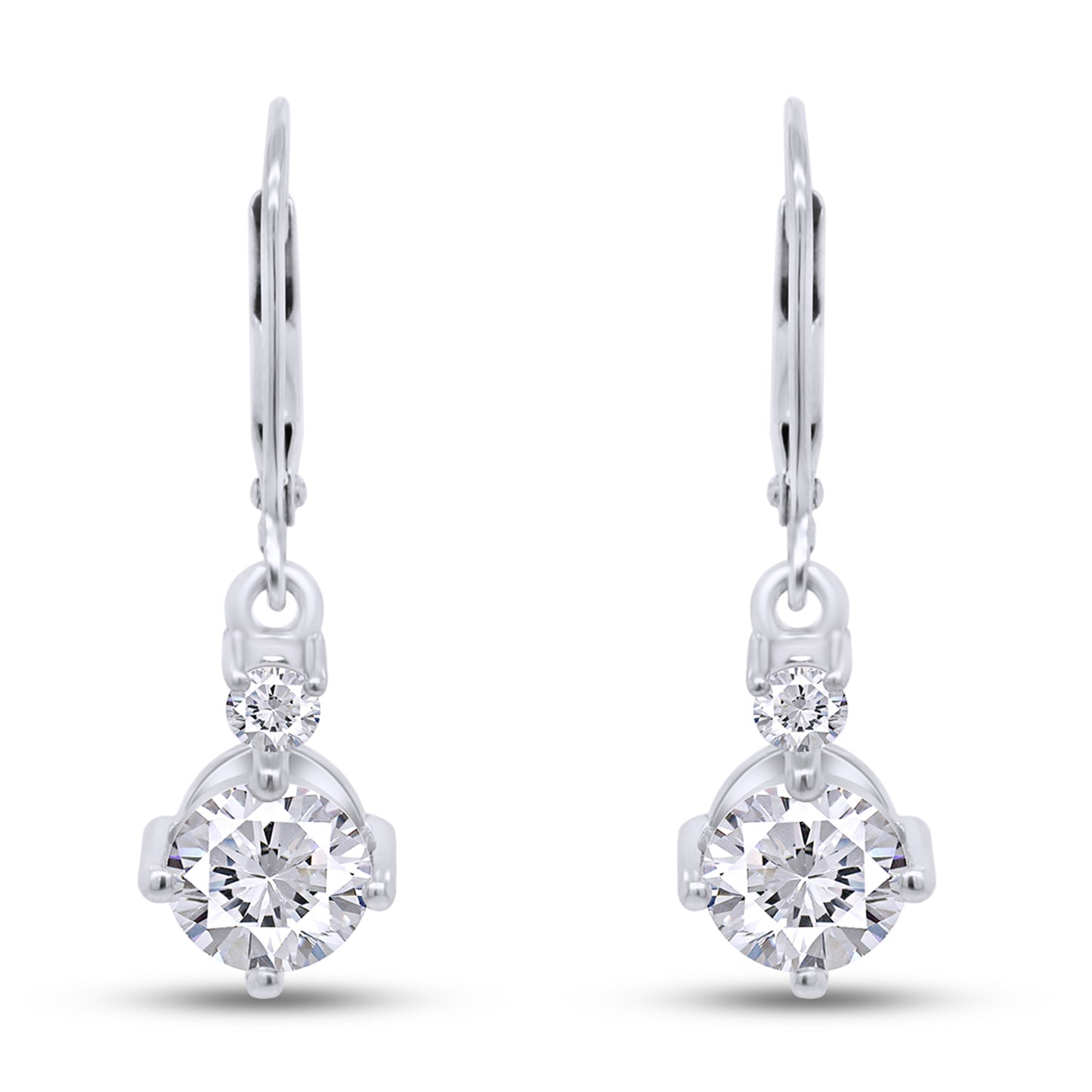 2 1/10 Carat Lab Created Moissanite Diamond Lever Back Dangle Drop Earrings In 925 Sterling Silver (2.10 Cttw)