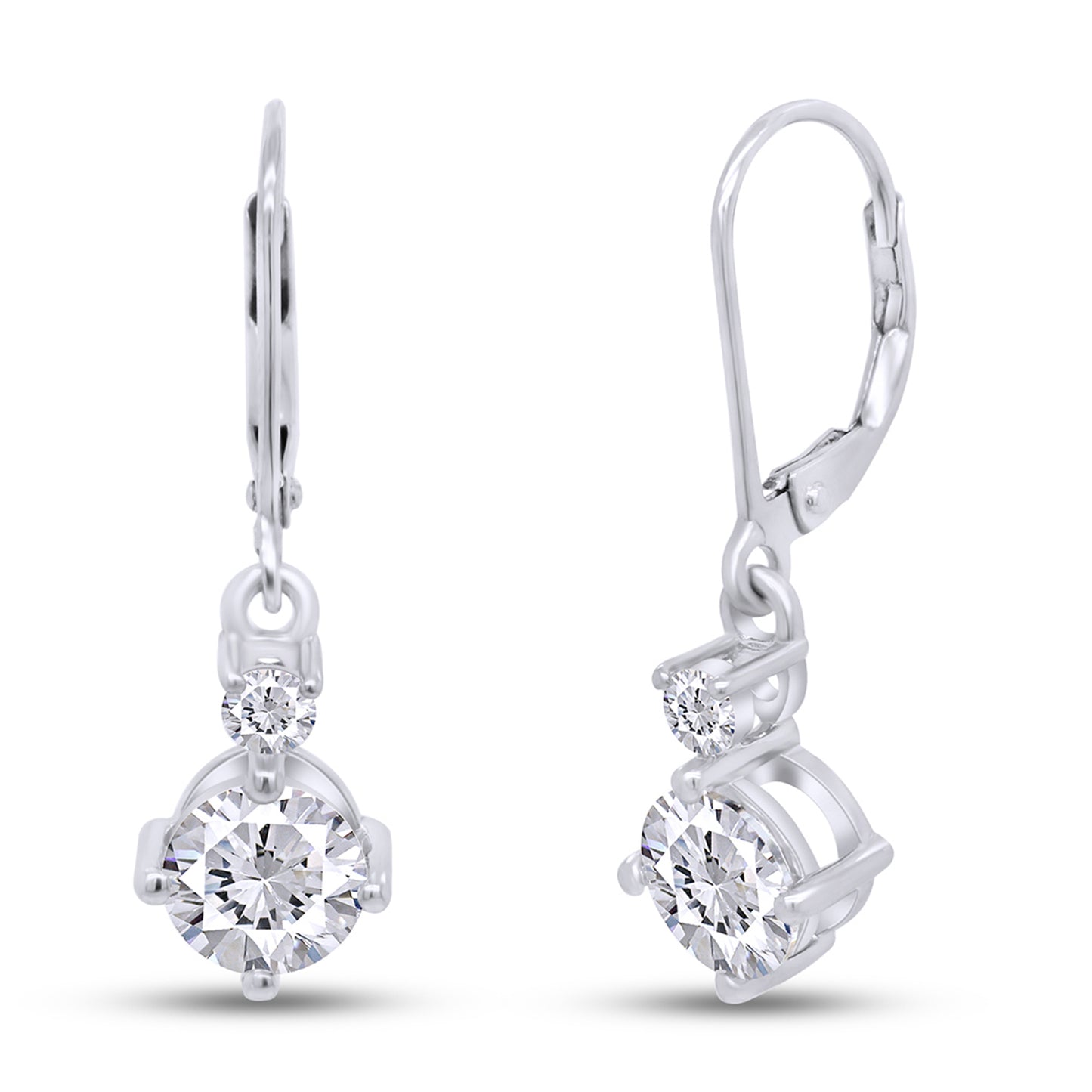 2 1/10 Carat Lab Created Moissanite Diamond Lever Back Dangle Drop Earrings In 925 Sterling Silver (2.10 Cttw)