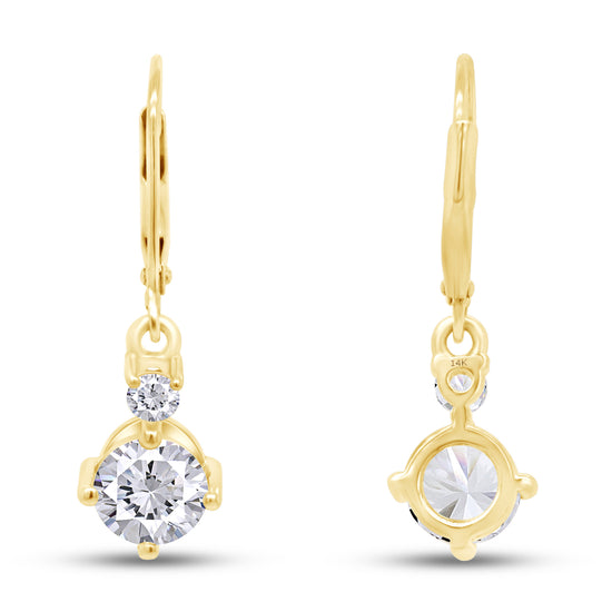 Load image into Gallery viewer, 2.10 Carat Lab Created Moissanite Diamond Lever Back Dangle Drop Earrings Jewelry For Women In 14K Solid Gold
