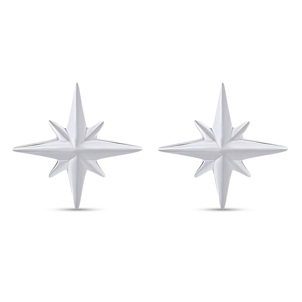 Dainty North Star Stud Earrings For Women In 925 Sterling Silver