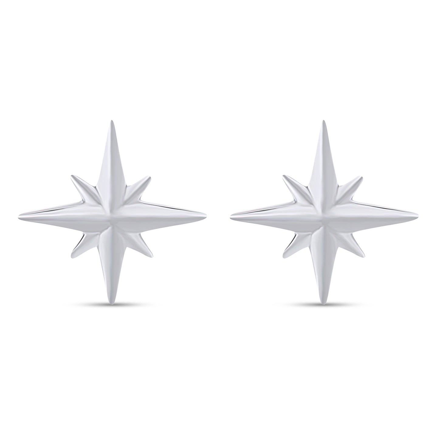 Dainty North Star Stud Earrings For Women In 925 Sterling Silver