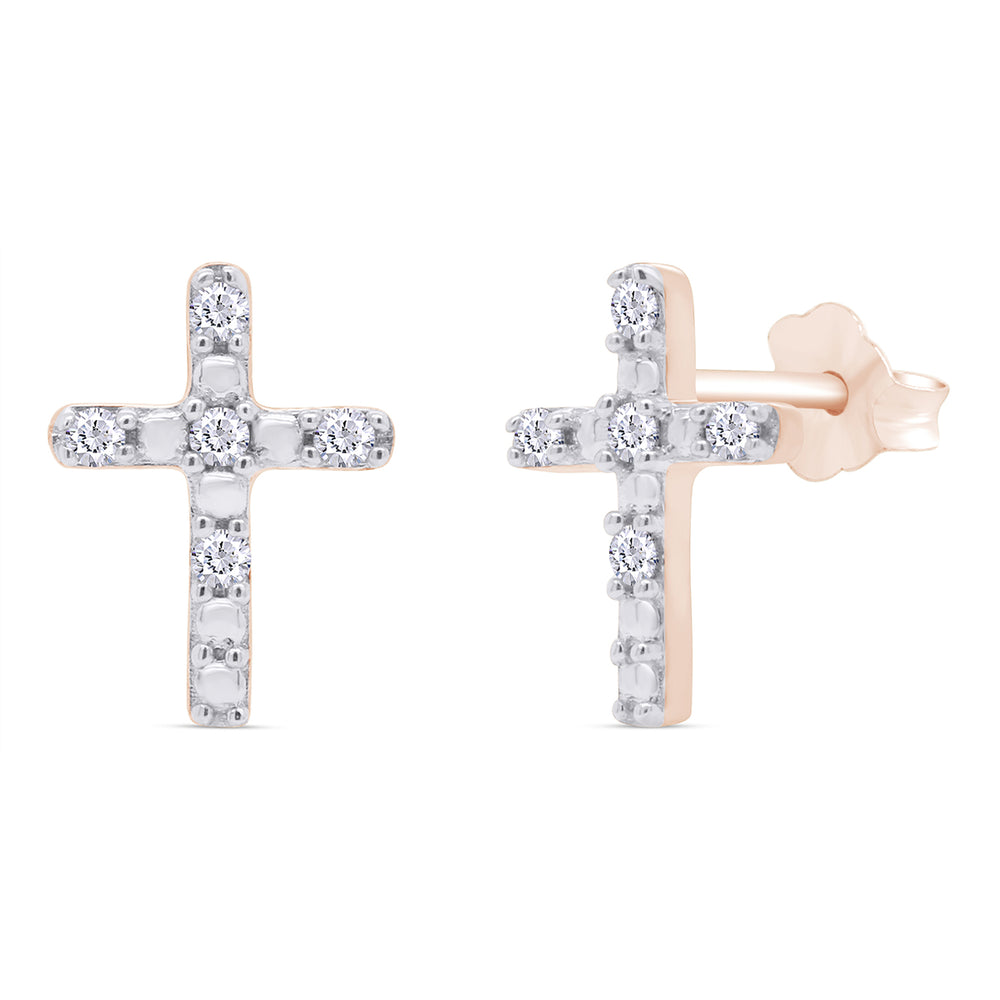 
                      
                        1/20 Carat Round Cut Natural Diamond Accent Cross Stud Earrings For Women In 925 Sterling Silver (0.05 Cttw)
                      
                    