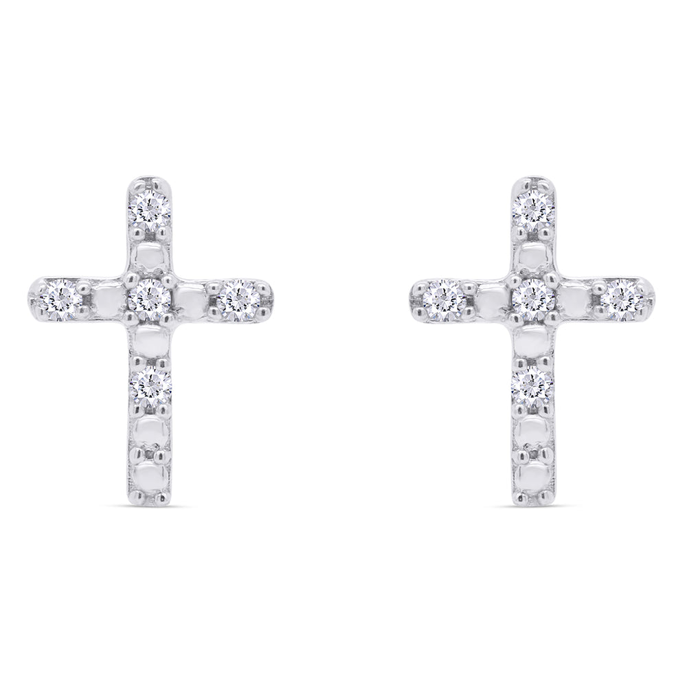 
                      
                        1/20 Carat Round Cut Natural Diamond Accent Cross Stud Earrings For Women In 925 Sterling Silver (0.05 Cttw)
                      
                    