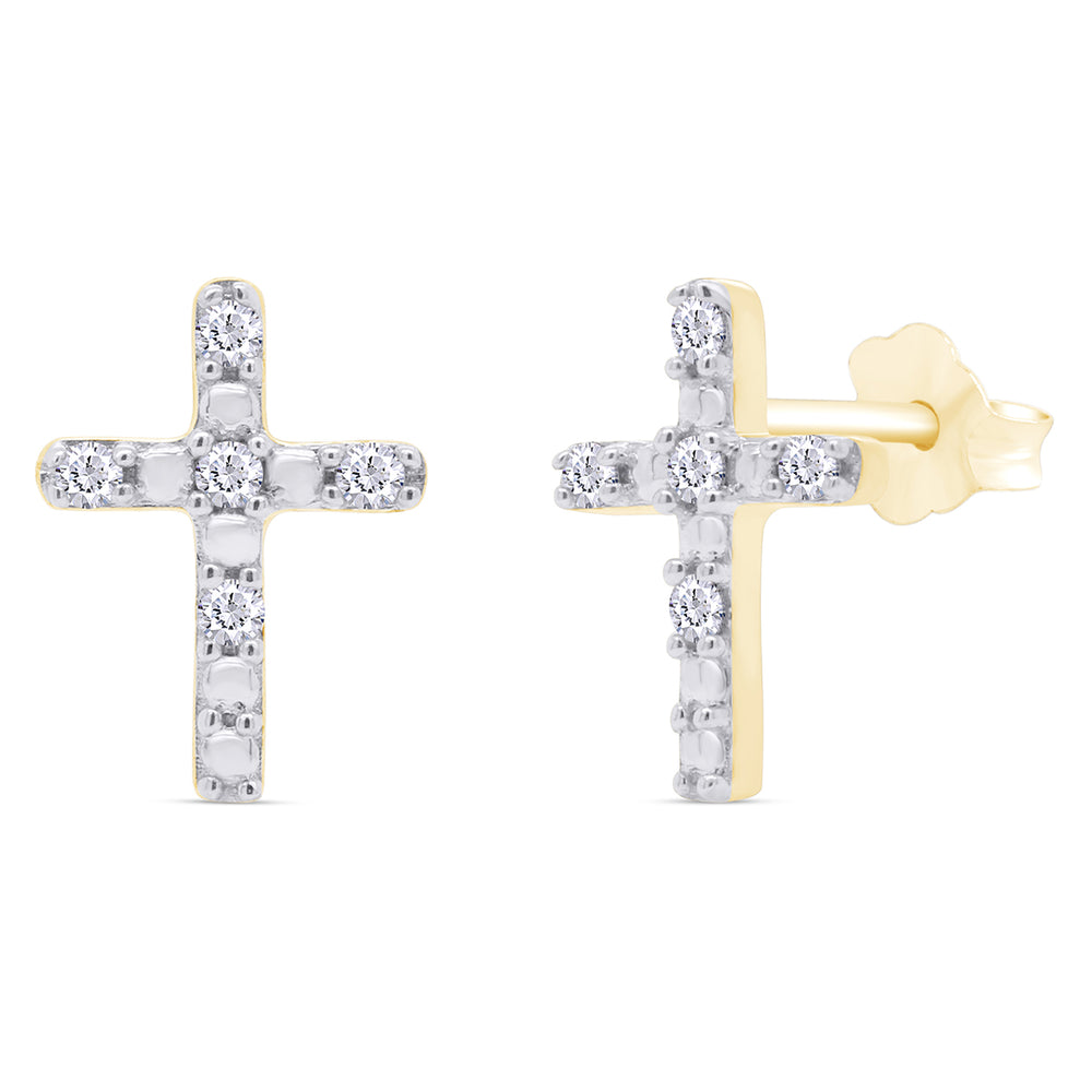 
                      
                        1/20 Carat Round Cut Natural Diamond Accent Cross Stud Earrings For Women In 925 Sterling Silver (0.05 Cttw)
                      
                    