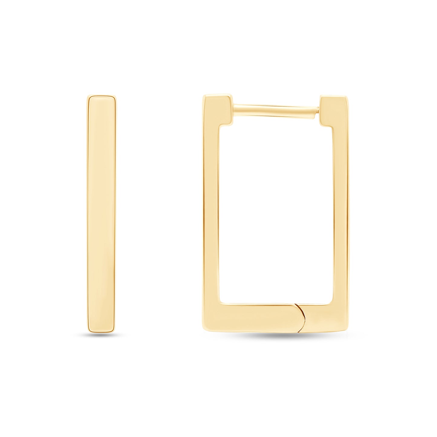 Rectangle Minimalist Geometric Hoop Earrings for Women in 925 Sterling Silver