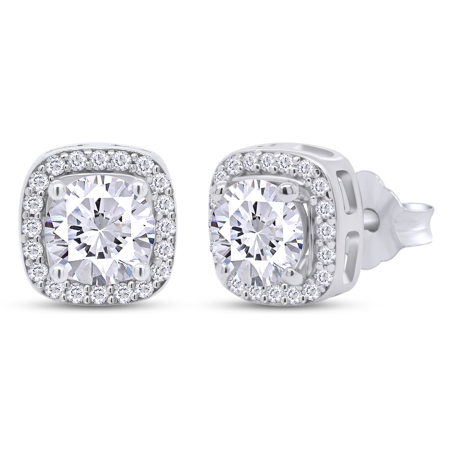Load image into Gallery viewer, 1 Carat Lab Created Moissanite Diamond Halo Stud Earring For Women In 925 Sterling Silver
