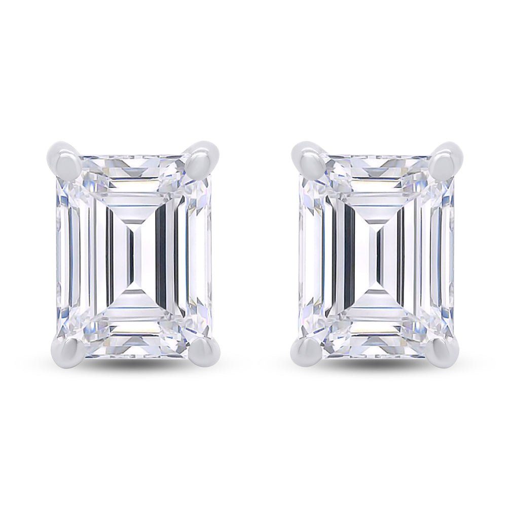 
                      
                        8X6MM Emerald Cut Lab Created Moissanite Diamond Solitaire Stud Earrings For Women In 925 Sterling Silver
                      
                    