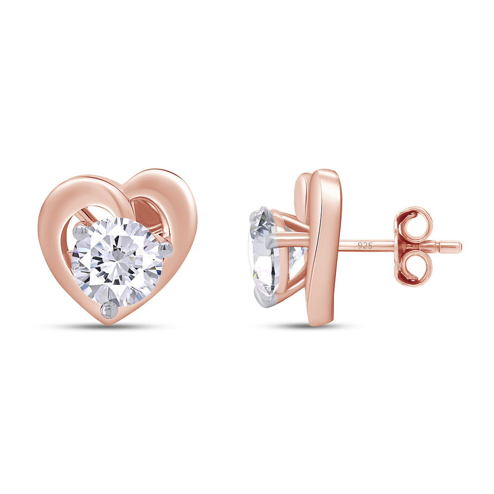 
                      
                        1.50 Carat 6MM Round Lab Created Moissanite Diamond Solitaire Heart Stud Earrings In 925 Sterling Silver
                      
                    